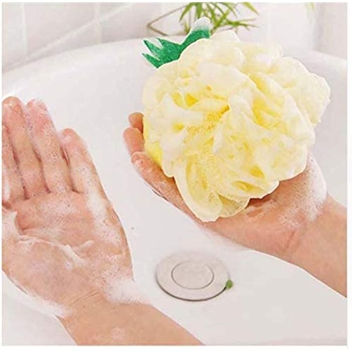 YupFun Lovely Bath Flower Rub Fruit Shape Shower Bath Ball Massage Loofah Body Scrubber For Kids & Adult,Pineapple - Image 2